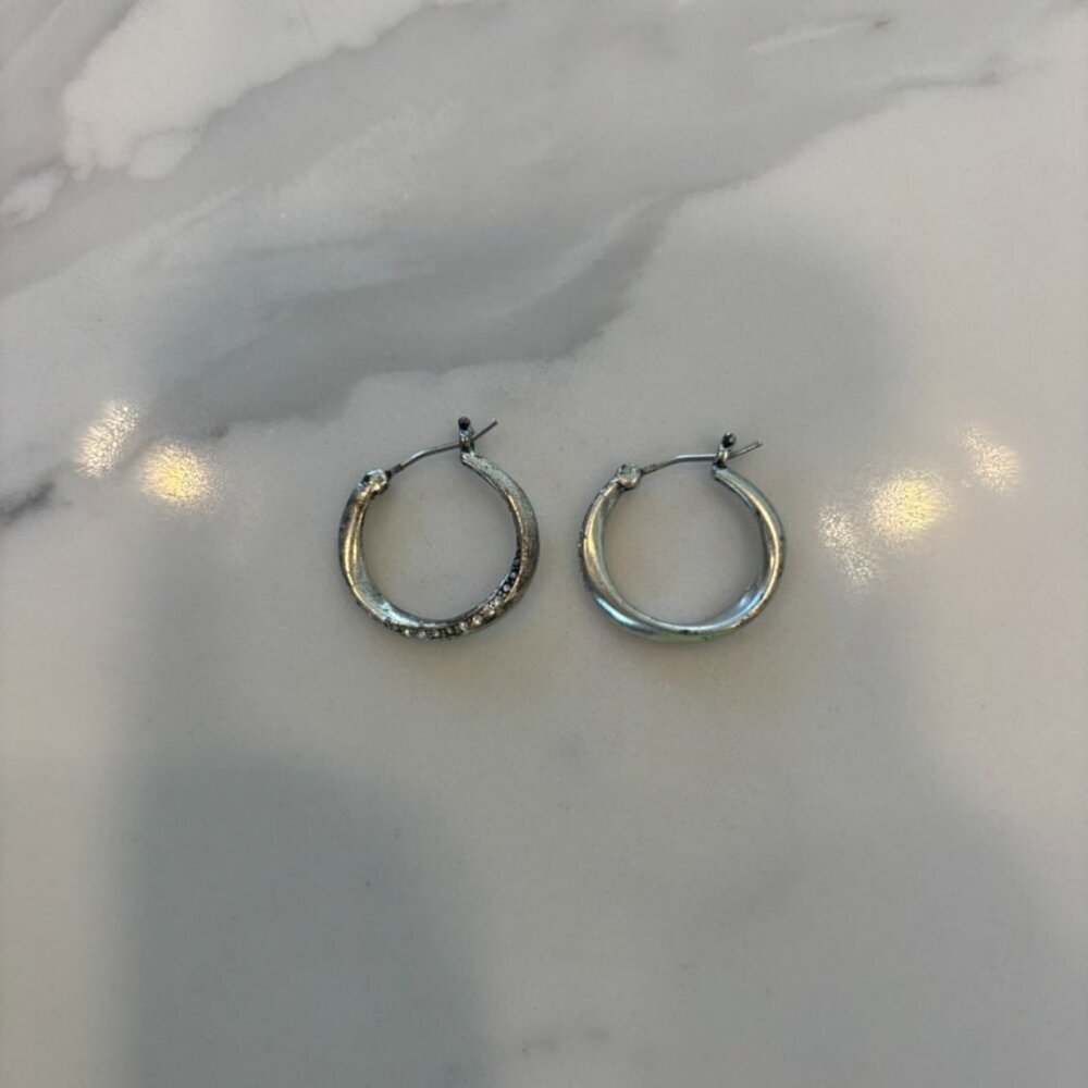 Silver Twisted Rhinestone Earrings - Picture 3 of 4
